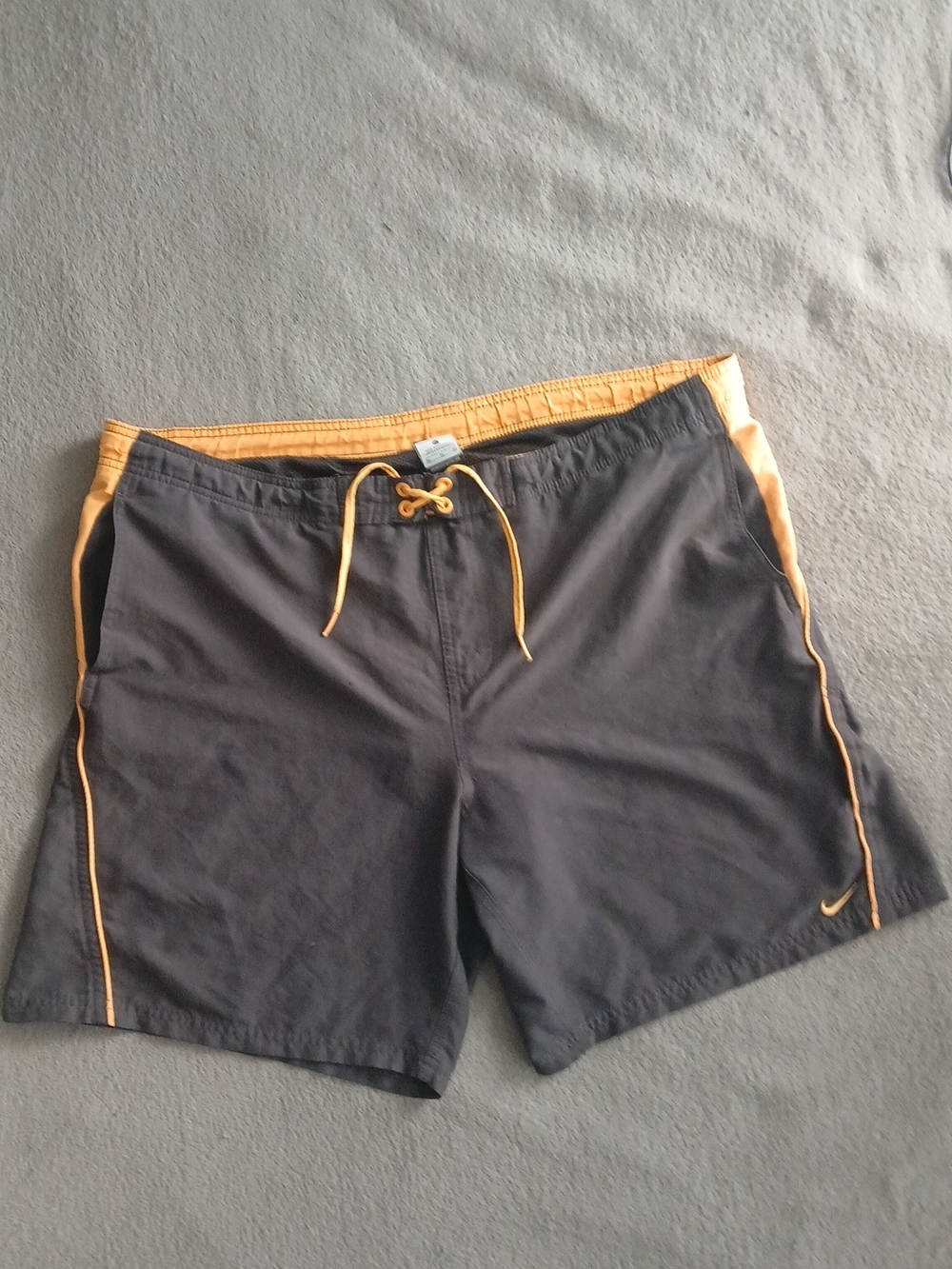 Nike Men’s Gray Swim Trunks with Orange Trim